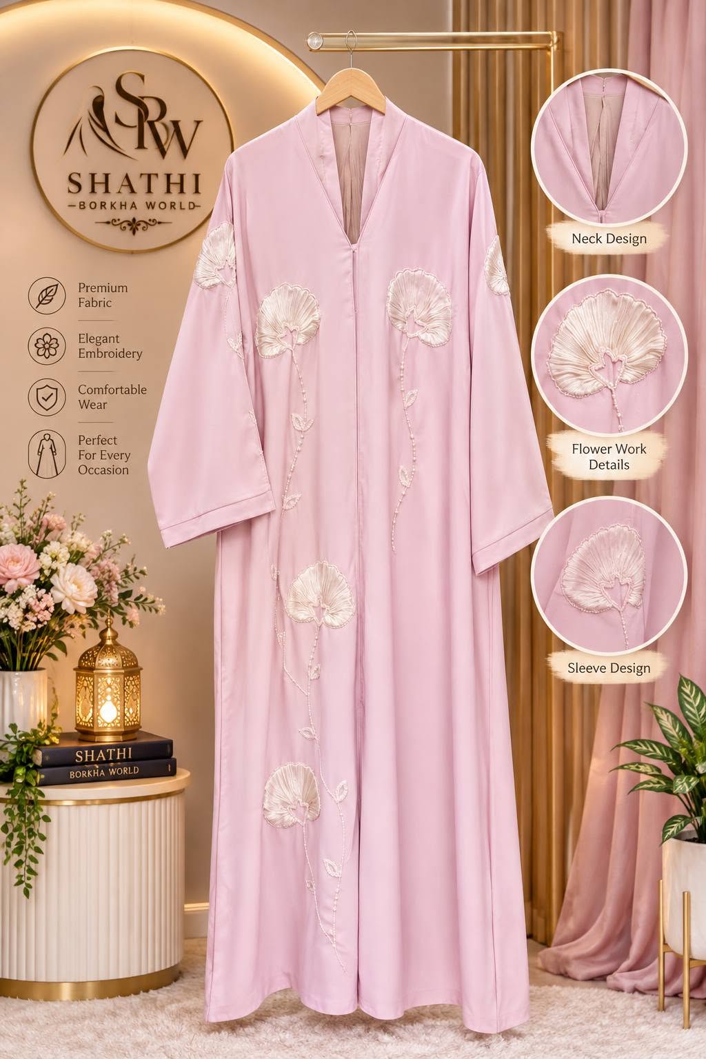 Shathi Blush Lining Statement Borka - Image 2