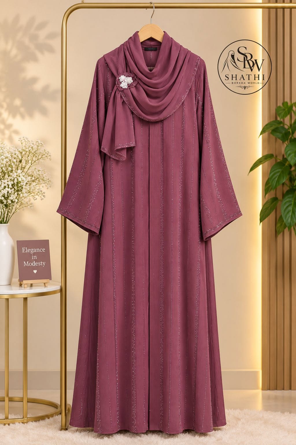 Shathi Blush Lining Statement Borka - Image 3