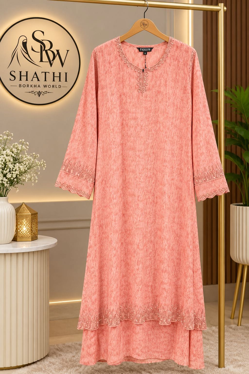 Shathi Blossom Pastel Open Abaya - Image 2