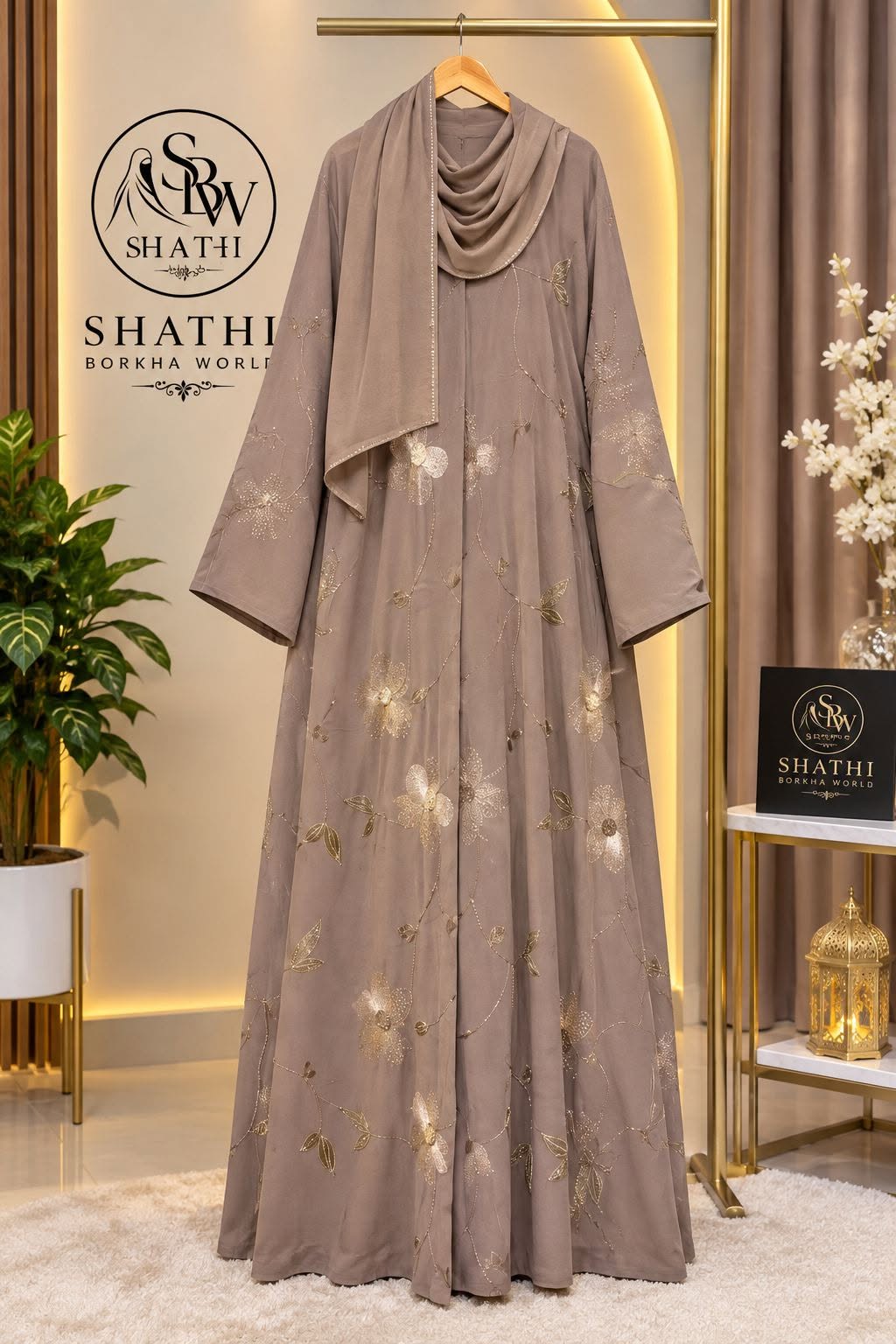 Shathi Border Embroidery Everyday Borka - Image 3