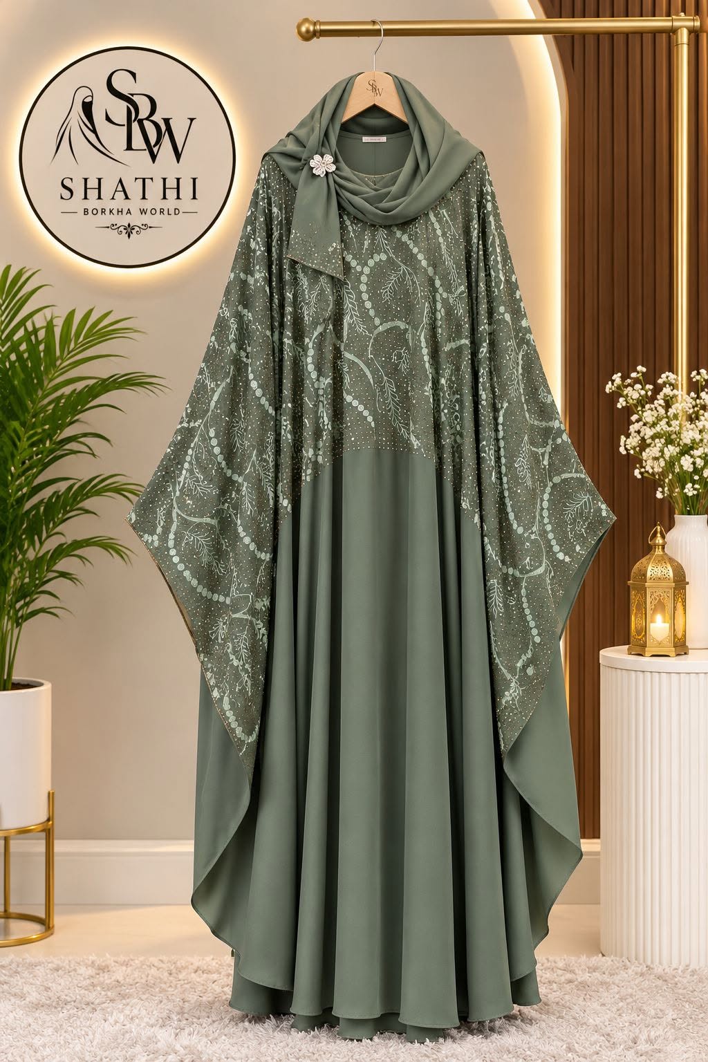Shathi Border Embroidery Everyday Borka - Image 2