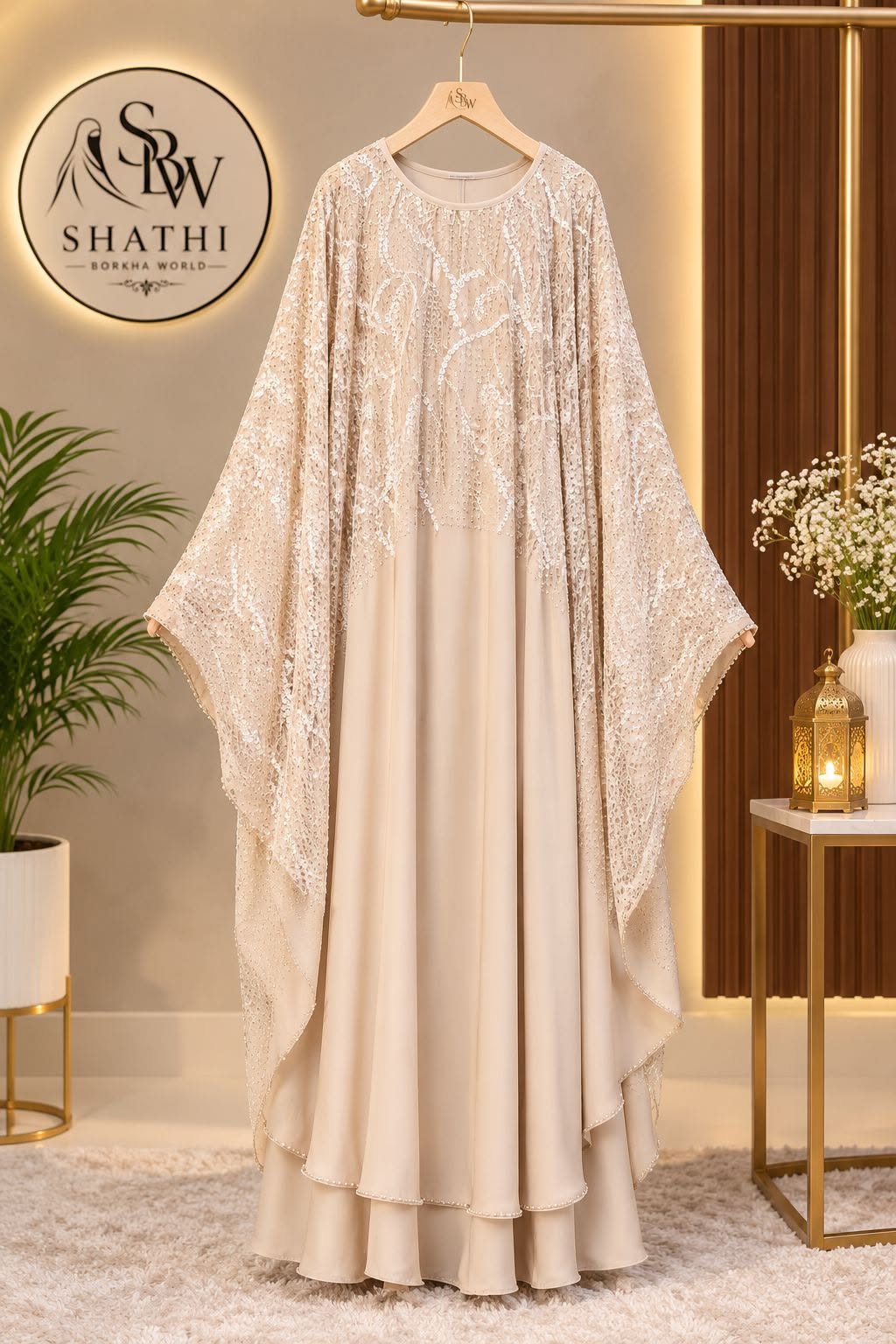 Shathi Elegance Floral Black Borka - Image 3