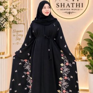 Shathi Midnight Floral Embroidered Borka