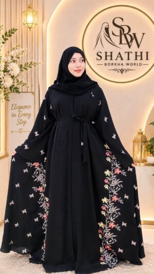 Shathi Midnight Floral Embroidered Borka