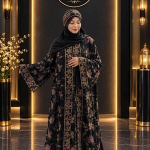 Shathi Elegance Floral Black Borka