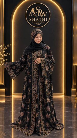 Shathi Elegance Floral Black Borka