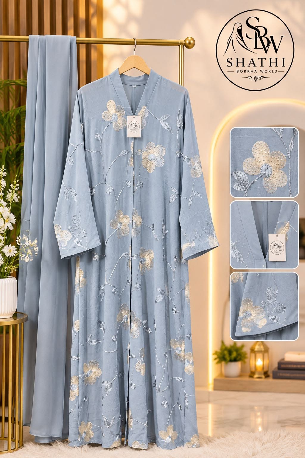 Shathi Rose Garden Printed Borka Set - Image 2
