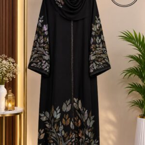 Shathi Embroidered Sleeve Black Abaya