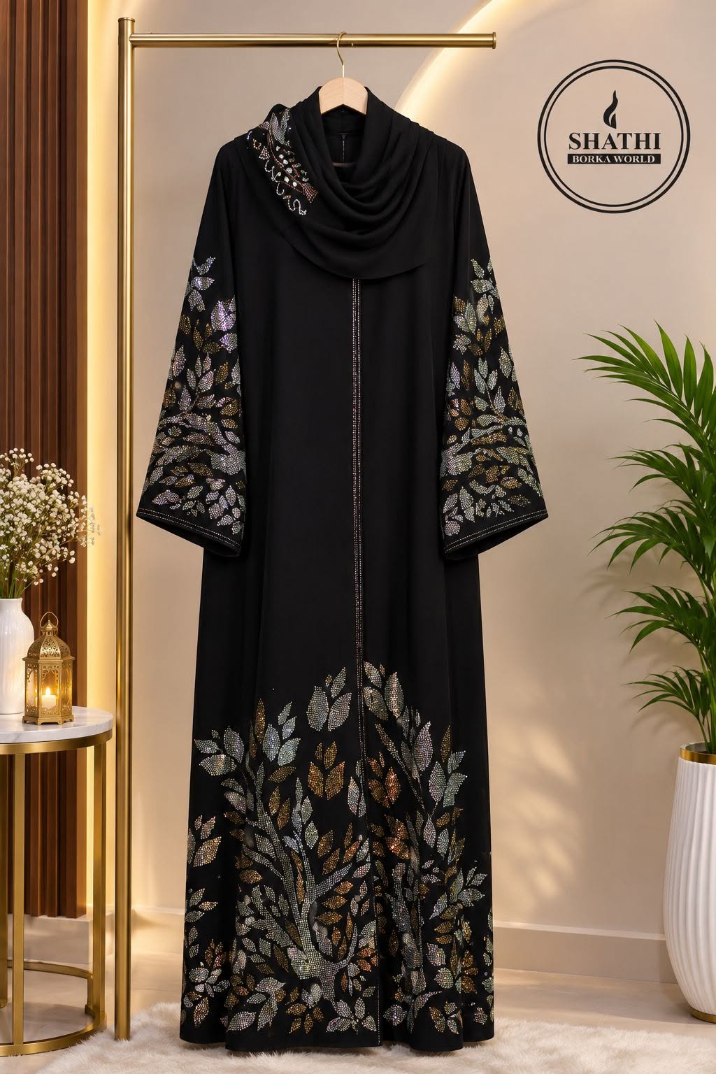 Shathi Embroidered Sleeve Black Abaya